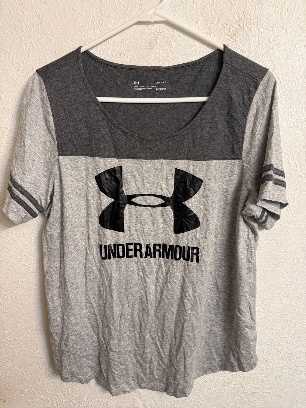 LG Gray Two-Tone Scoop Neck Tee